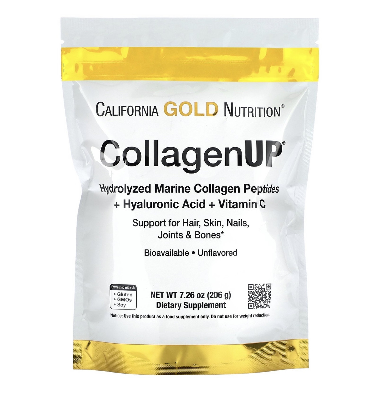 California GOLD Nutrition CollagenUP, морской гидролизов. коллаген, гиалуроновая кис-та и вит. C, 206 г - фото 1 - id-p95190821