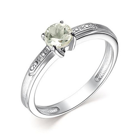 Кольцо из серебра с празиолитом и бриллиантами - фото 1 - id-p108700659