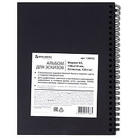 Скетчбук, черная бумага 120 г/м2, 148х210 мм, 32 л., гребень, BRAUBERG ART "CLASSIC", 128952, фото 7