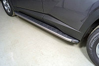 Пороги алюминиевые с пластиковой накладкой (карбон серые) 1820 мм ТСС для Hyundai Tucson 2021-