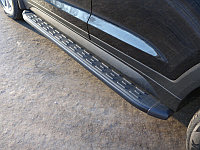 Пороги алюминиевые с пластиковой накладкой (карбон черные) 1720 мм ТСС для Hyundai Tucson 2015-2018