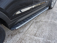 Пороги алюминиевые с пластиковой накладкой (карбон серебро) 1720 мм ТСС для Hyundai Tucson 2015-2018