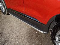 Пороги алюминиевые с пластиковой накладкой (карбон серые) 1820 мм ТСС для Hyundai Santa Fe (TM) 2018-2020
