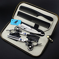 Ножницы Freelander набор прямые, филировочные 6 (15,24см) плюс 2 расчески и шаветта (серебристый)