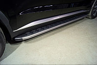Пороги алюминиевые с пластиковой накладкой (карбон серые) 1920 мм ТСС для Hyundai Palisade 2021-