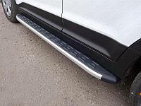 Пороги алюминиевые с пластиковой накладкой 1720 мм ТСС для Hyundai Creta 2016-2021