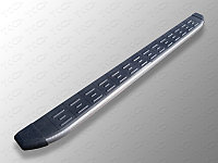 Пороги алюминиевые с пластиковой накладкой (карбон серые) 1720 мм ТСС для Hyundai Creta 2016-2021