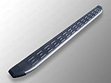 Пороги алюминиевые с пластиковой накладкой (карбон серебро) 1920 мм ТСС для Genesis GV80 4WD 3D 2020-, фото 2