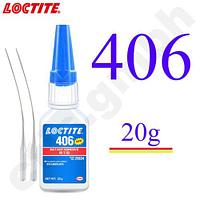 Цианоакрилатный клей для пластмасс и резины Loctite 406 (20gr)