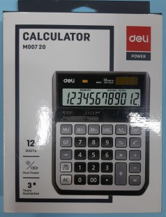 Калькулятор 12 разрядов Deli М00720, черный,