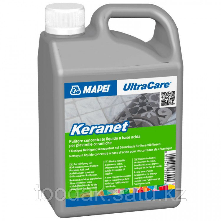Keranet Liquido жидкий 1 литр  Кислотосодержащий очиститель цементных остатков на  керамической плитке.