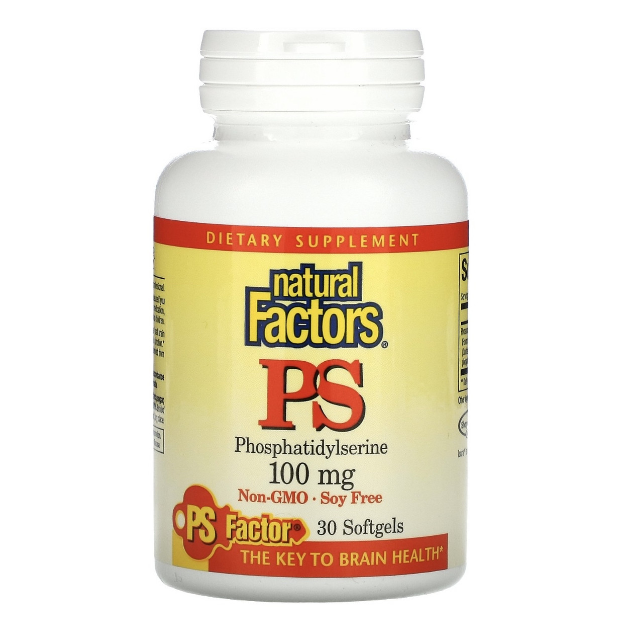 Natural factors ps, фосфатидилсерин, 100мг, 30 мягких таблеток - фото 1 - id-p108716472
