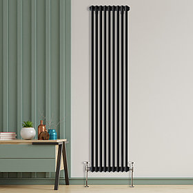 Радиатор 2x-трубчатый дизайнерский Unilux, 180см, 8 секции, 15.5 м², чёрный мат