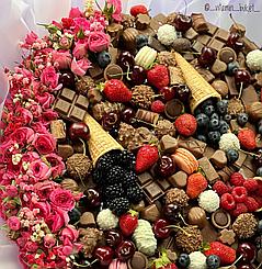 Большой шоколадный букет с цветами, фото 2