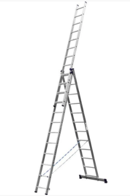 Лестница СИБИН универсальная, трехсекционная со стабилизатором, 12 ступеней (38833-12) - фото 1 - id-p108717884