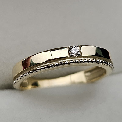 Золотое кольцо с бриллиантами 0.035Сt  SI1/K  VG-Cut 17.5 размер