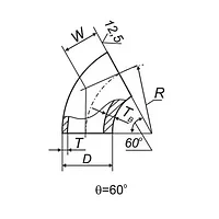 Отводы 60 в ВУС 65x76x3 мм 09Г2С ГОСТ 17375-2001