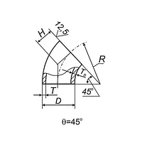 Отводы 45 в ВУС 40x45x2.5 мм сталь 3 ГОСТ 17375-2001