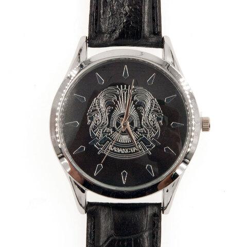 Часы мужские на коженном ремешке «Kazakhstan Republic» с изображением герба (Черный в золоте) - фото 2 - id-p108746798