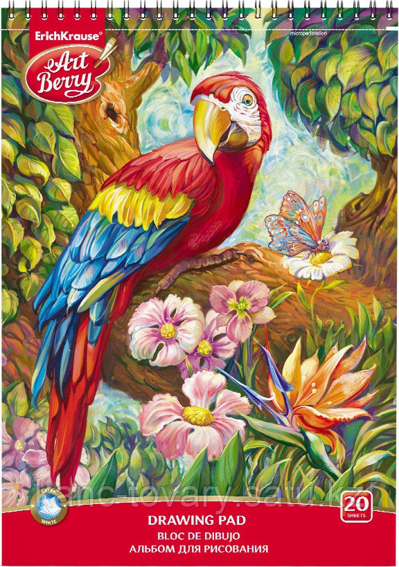 Альбом для рисования на клею ArtBerry "Попугай", А4, 20 листов - фото 1 - id-p108749440
