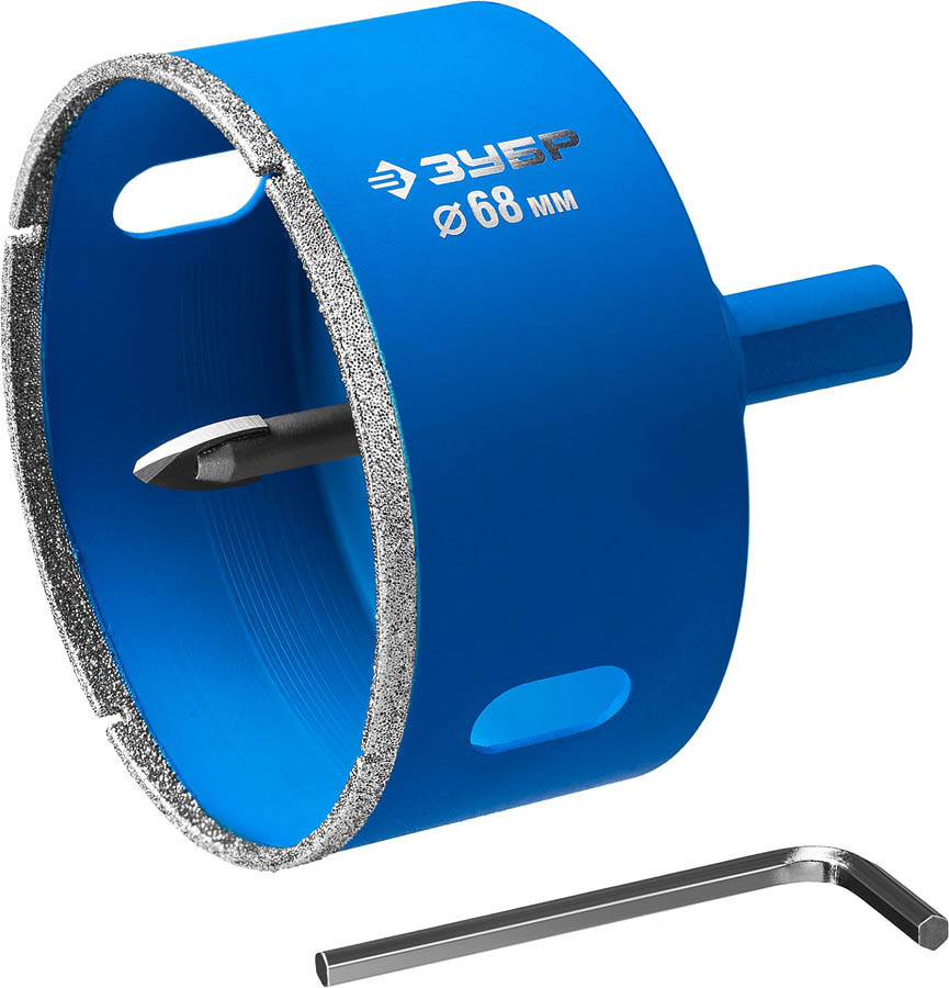 Коронка по кафелю и стеклу ЗУБР, 68 мм, Р 60, алмазная, серия "Профессионал" (29850-68), фото 1