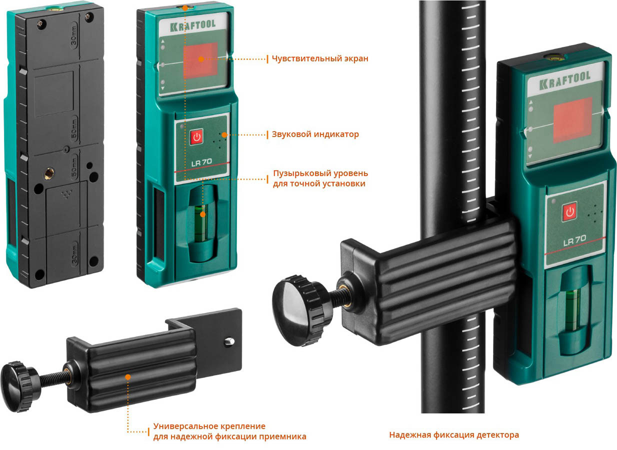 Нивелир лазерный Kraftool, 20-70 м, 360 градусов, (детектор), сверхъяркий, IP54, точн. 0,2 мм/м, (34645-4) - фото 5 - id-p108751385
