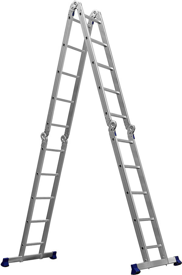 Лестница-трансформер Сибин, число ступеней 4 х 5, алюминий, макс. нагрузка 100 кг (38853), фото 1