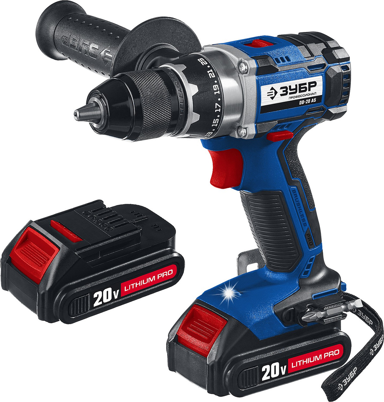 Дрель-шуруповерт "BRUSHLESS", ЗУБР 18 В, Li-Ion PRO, 2 аккумулятора (DB-20 A5), фото 1