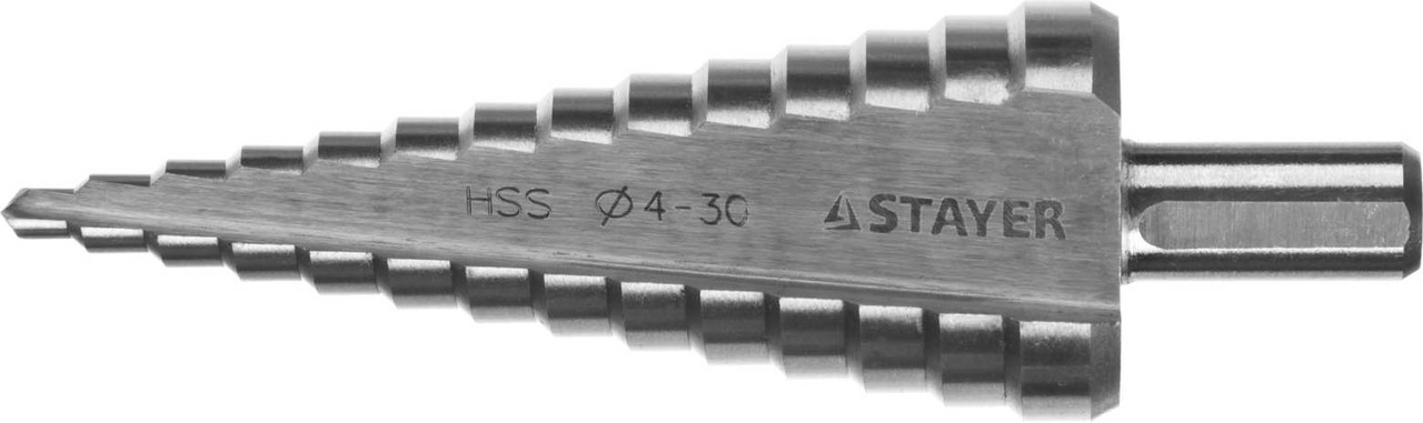 Сверло ступенчатое STAYER 4-30 мм, 14 ступеней, HSS (29660-4-30-14) - фото 1 - id-p108753351