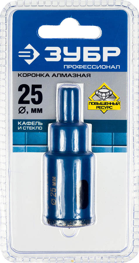 Коронка по кафелю и стеклу ЗУБР 25 мм, Р 60, алмазная, серия "Профессионал" (29850-25) - фото 4 - id-p108753423