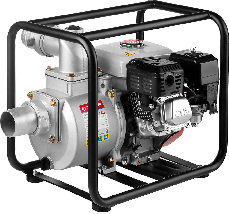 Мотопомпа бензиновая ЗУБР, 1000 л/мин, 4-х тактный, 6.5 л.с (ЗБМП-1000) - фото 4 - id-p108750887