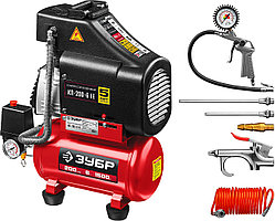 Компрессор воздушный 200 л/мин, 6 л, ЗУБР 1500 Вт,  безмасляный (КП-200-6 Н6)