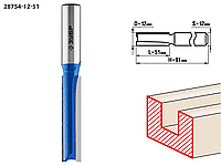 Фреза пазовая прямая, удлиненная, ЗУБР 12 x 51 мм, хвостовик 12 мм, по дереву (28754-12-51)