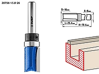 Фреза пазовая прямая с верхним подшипником, ЗУБР 15.8 x 26 мм, хвостовик 8 мм,по дереву (28756-15.8-26)