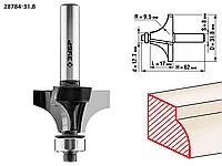 Фреза кромочная калевочная №1, ЗУБР 31.8 x 17 мм, радиус 9.5 мм, по дереву (28784-31.8)