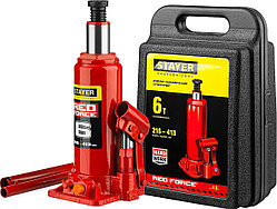 Домкрат бутылочный  Stayer, 6 т., 216-413 мм, в кейсе, серия "Red force" (43160-6-K_z01)