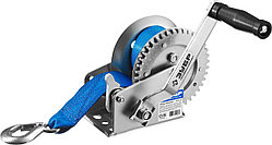 Лебедка ручная барабанная ЗУБР, 0,5 т., 8 м., тяговая, ленточная, серия "Профессионал" (43115-0.5)