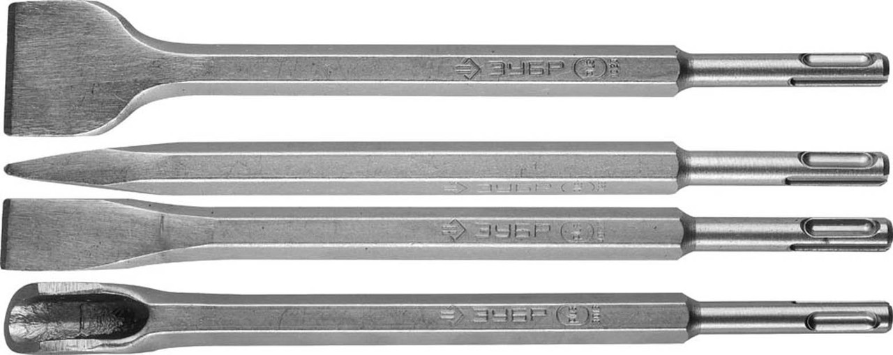 Набор зубил ЗУБР 250 мм, 4 шт., SDS-plus (29360-H4), фото 1