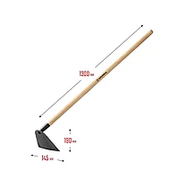 Мотыга трапецевидная, GRINDA 190 мм ширина, с деревянным черенком (39597)