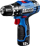 Дрель-шуруповерт ЗУБР 12 В + LED фонарь, 2 аккумулятора (2Ач), в кейсе, серия "Профессионал" (DL-121-22F), фото 2