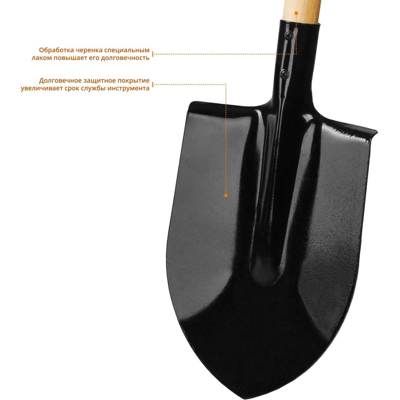 Лопата штыковая GRINDA 285x205x1420 мм, деревянный черенок (421821_z01) - фото 4 - id-p108756160