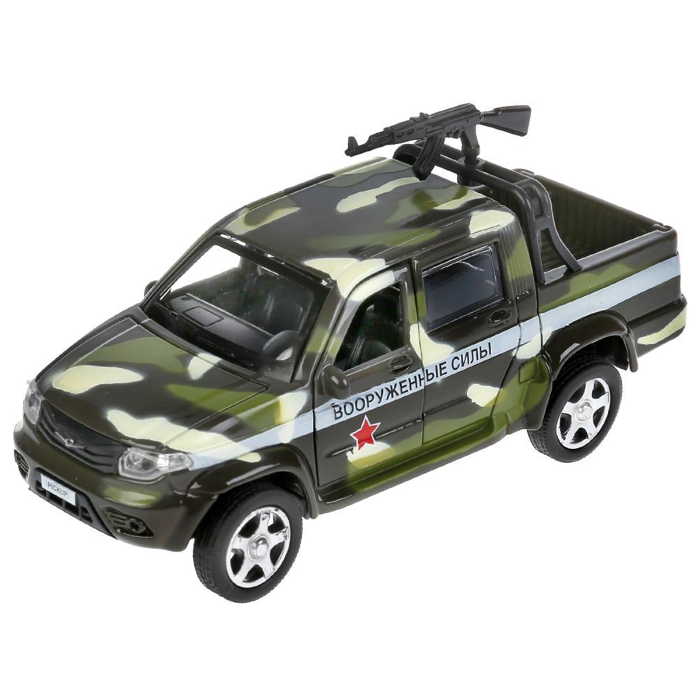 Технопарк Металлическая инерционная модель Военный УАЗ Pickup с пулеметом, 12 см. камуфляж - фото 5 - id-p108756830