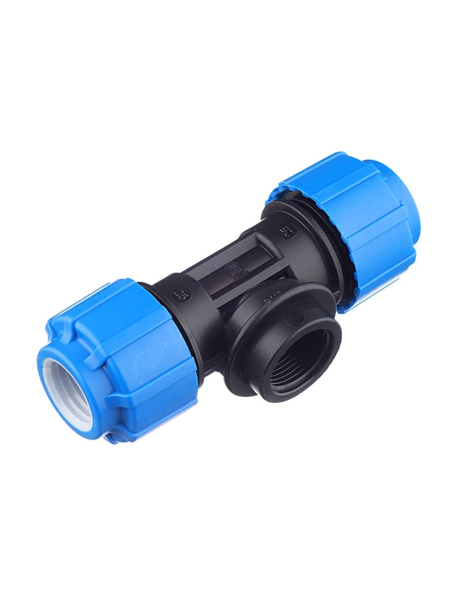 Тройник ПНД с внутренней резьбой компрессионный 63x63 мм 1 1/4 дюйма