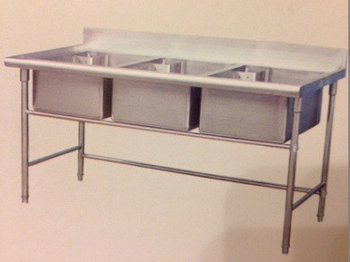 Ванна моечная 3-секционная 30 см глубина. 0.7 мм. M7-30-3