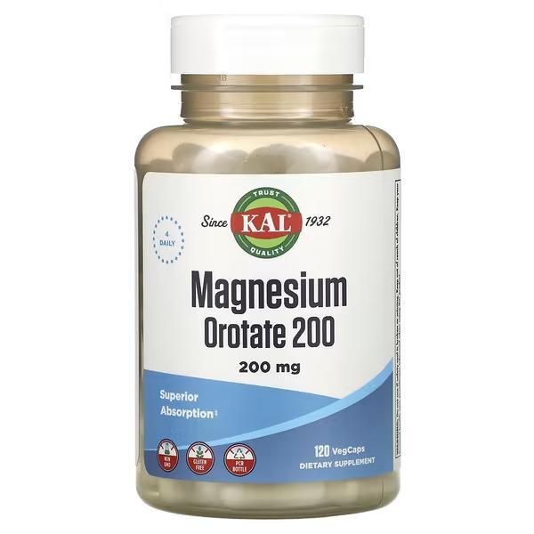 KAL, Магний оротат 200, 50 мг, 120 капсул - фото 1 - id-p108759144