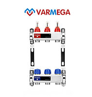 Коллекторная группа VARMEGA 1" 3х3/4"EK с расходомерами и регулирующими клапанами (нержавейка)