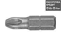 Биты ЗУБР "МАСТЕР" кованые, хромомолибденовая сталь, тип хвостовика C 1/4", PZ3, 25мм, 2шт (26003-3-25-2)