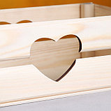 Кашпо деревянное 24.5×13.5×9 см "Двушка Лайт" реечное, сердце Дарим Красиво, фото 4