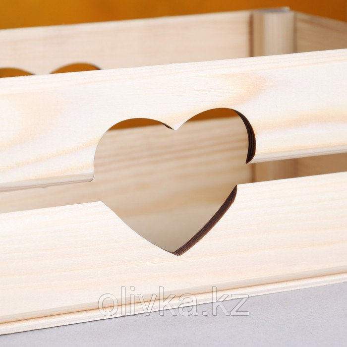 Кашпо деревянное 24.5×13.5×9 см "Двушка Лайт" реечное, сердце Дарим Красиво - фото 4 - id-p89160406