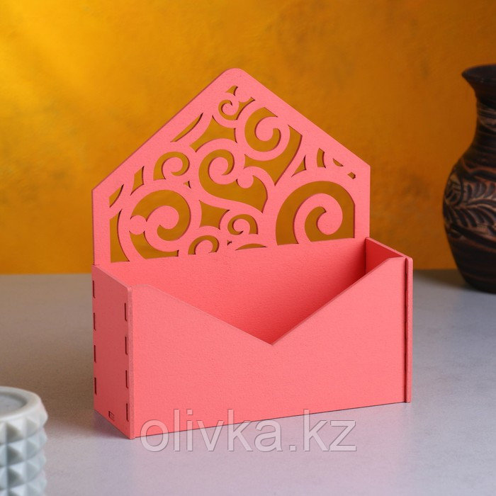 Кашпо деревянное 18×6×20 см Конверт Радель "Дуновение", розовый светлый Дарим Красиво - фото 1 - id-p90171893